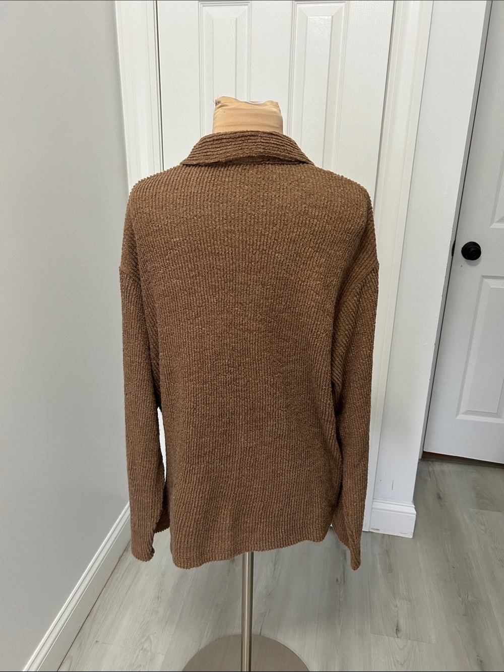 Blue Blush Oversized Ribbed Shacket Brown - Picture 3 of 8